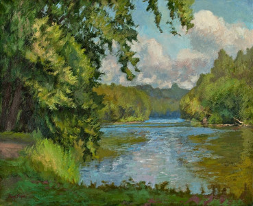 Summer Day on the Lehigh, oil on canvas,  26x32 inches