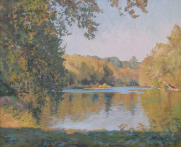 The Lehigh River Above Freeman's Island,  Summer Evening, oil on canvas, 26x32 inches, collection Victaulic