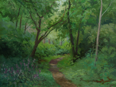 The Shaded Path, June, oil on canvas,  16x20 inches