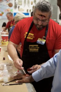 The guests took part in "Halloween Makeovers" and received makeup scrapes and scars.